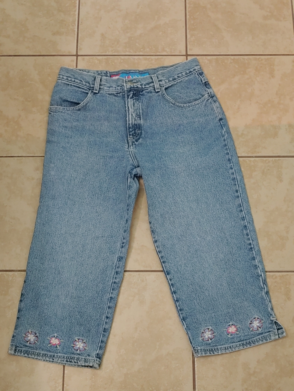 Vintage Y2K No Excuses Capris Women's 11/12 Embroidered 90s Denim